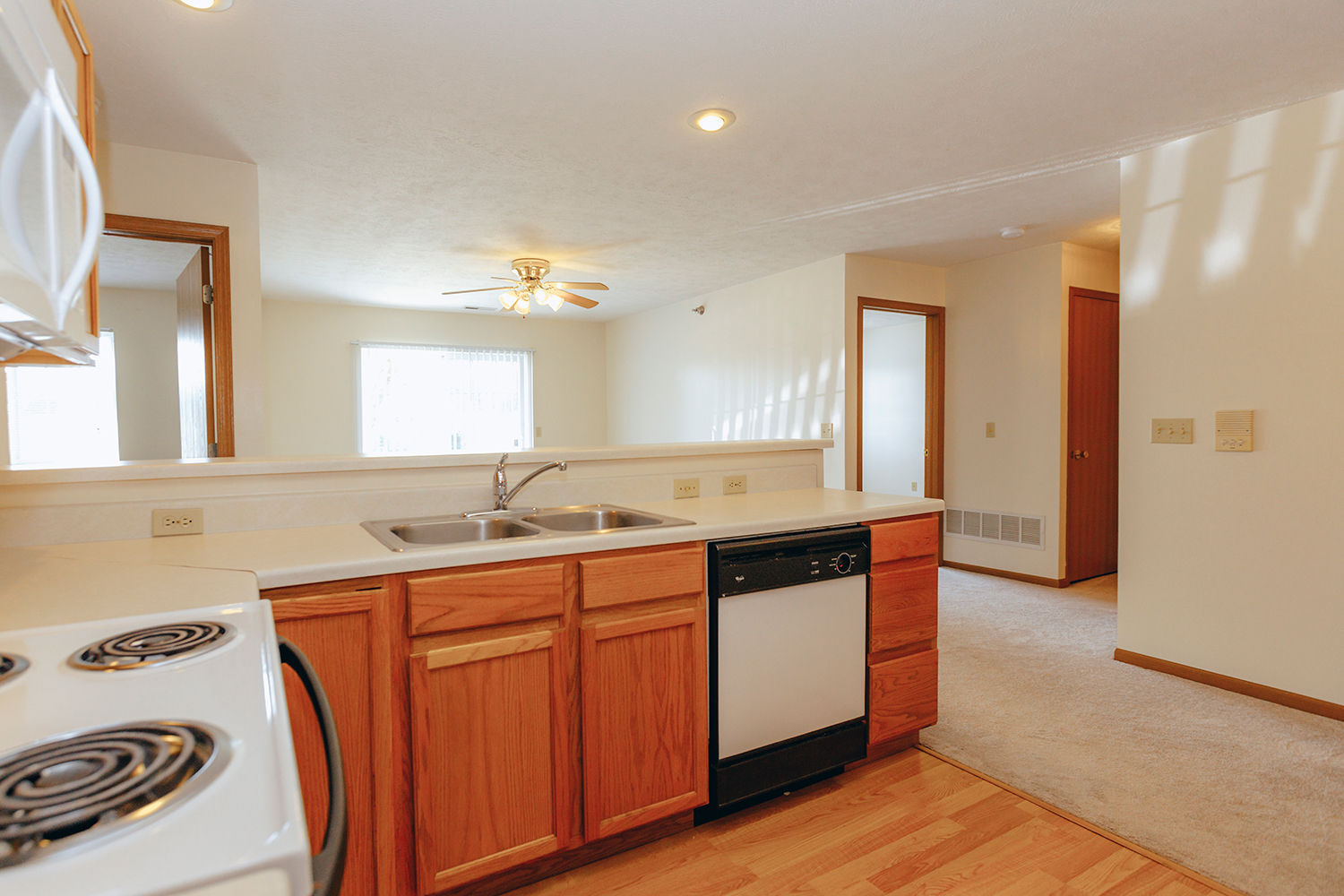 Kitchen interior of Sunburst Floorplan: 2 bedroom 972 sq ft