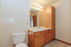 Bathroom and vanity in Sunburst Floorplan: 2 bedroom 972 sq ft