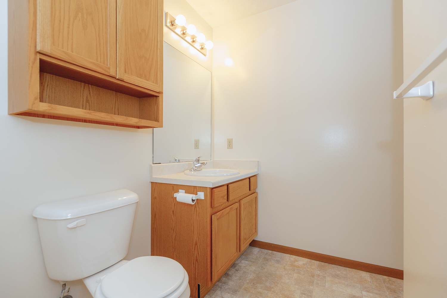 Bathroom and vanity in Sunburst Floorplan: 2 bedroom 972 sq ft
